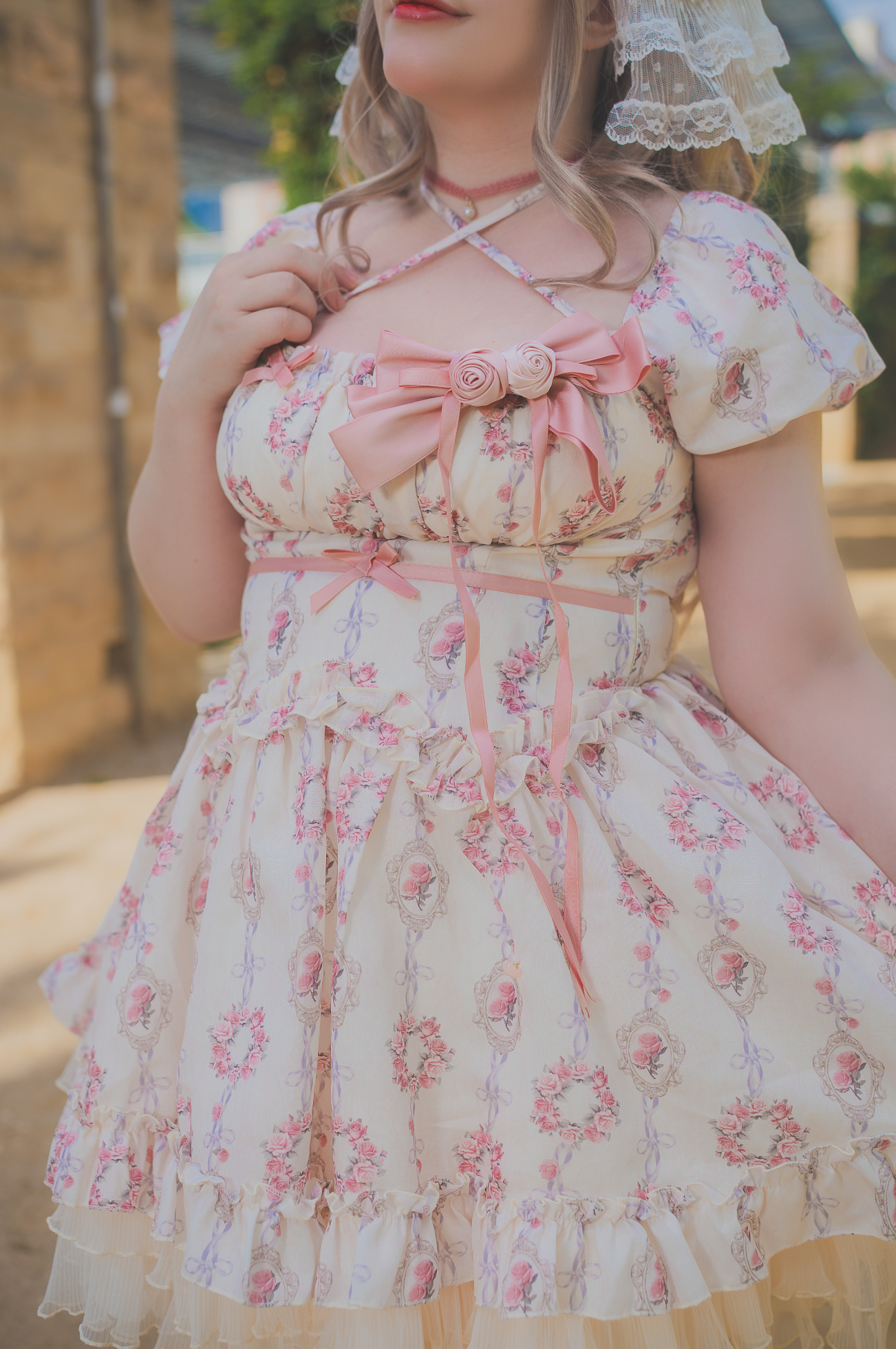 Rosy Garden Charm Short OP (Ivory Pink)