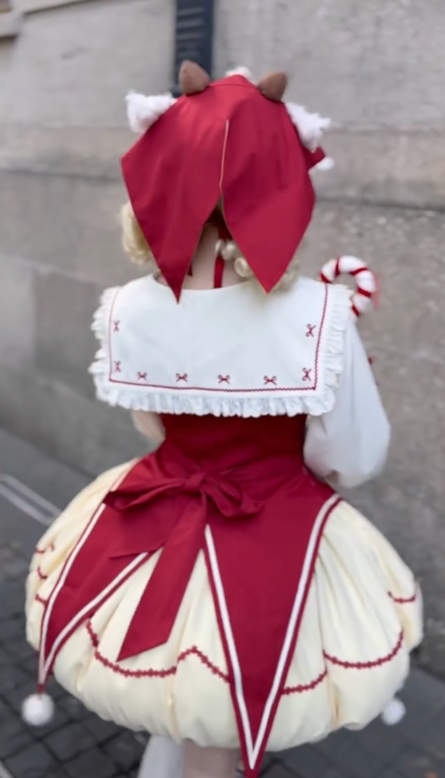 Candy Apple Sailor Puff Dress (Red & Cream)