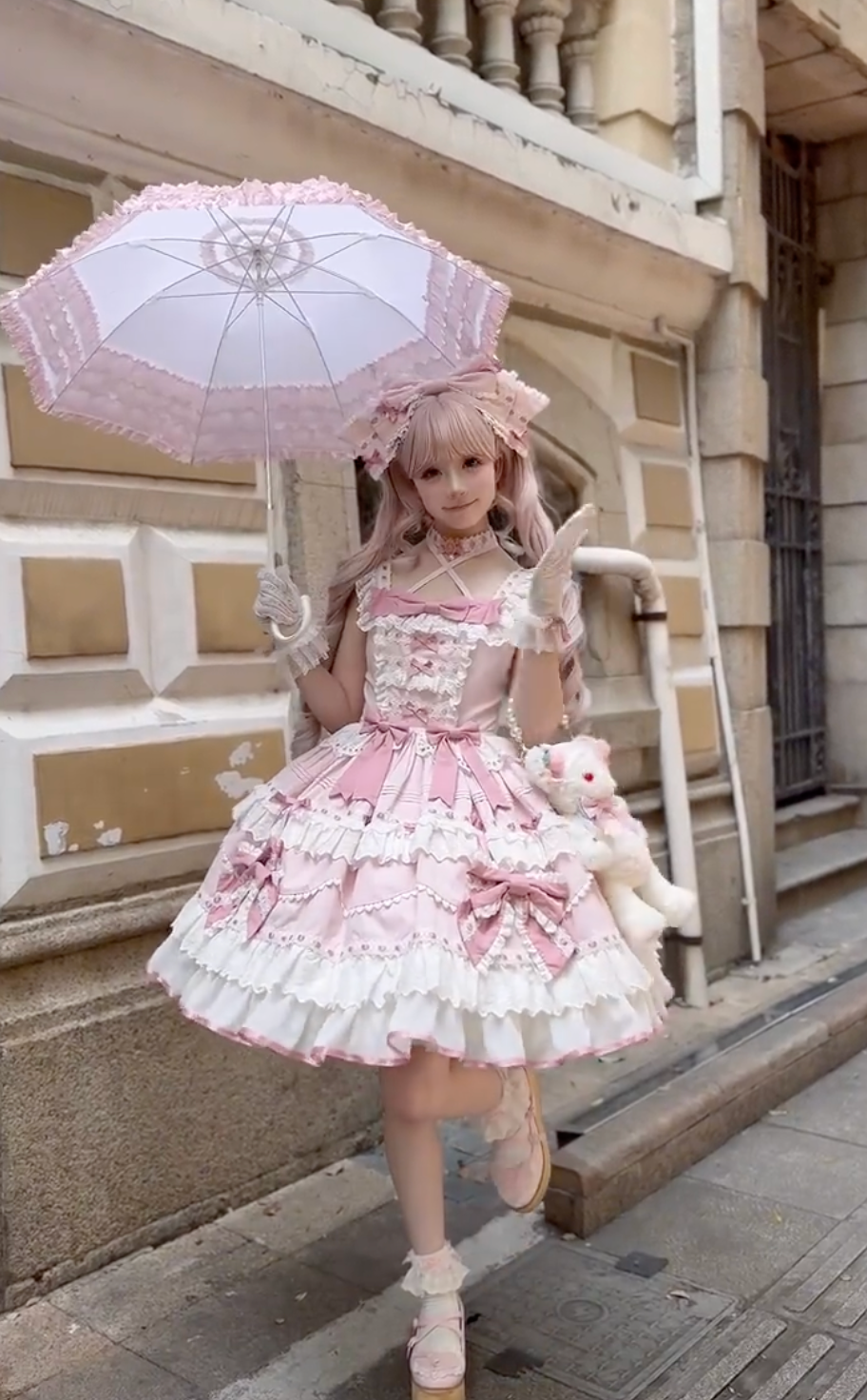 Rose Rhapsody Doll OP – Soft Pink Sweet Lolita Elegance