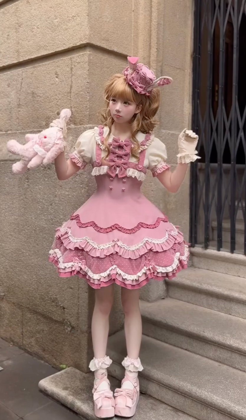 Rose Bunny Doll OP Dress — Pastel Sweet Lolita Elegance