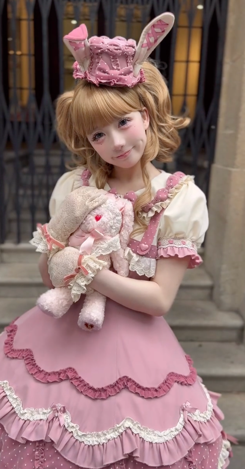 Rose Bunny Doll OP Dress — Pastel Sweet Lolita Elegance