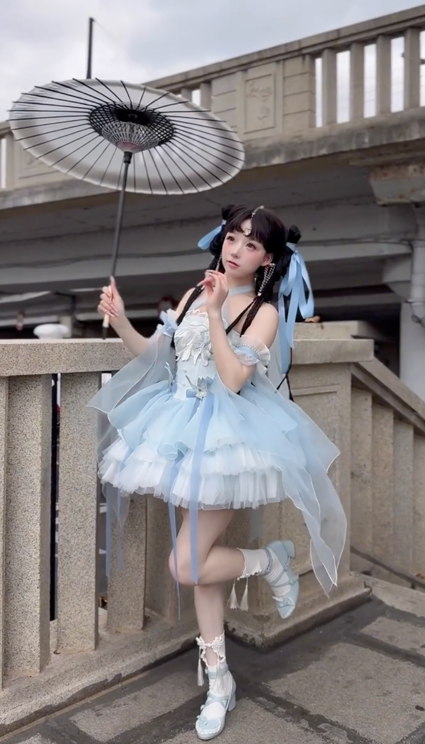 Celestial Lotus Doll JSK Set in Powder Blue