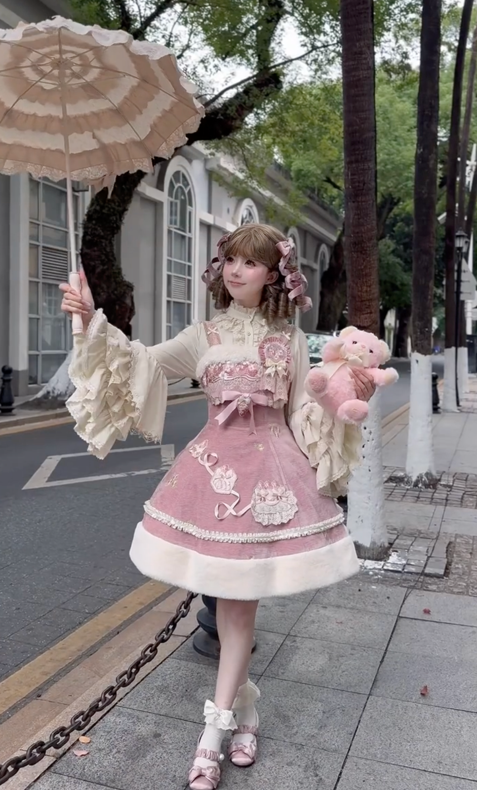 Strawberry Blush Victorian Lolita JSK Set (Soft Pink Set)
