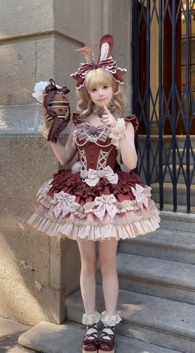 Chocolate Bunny Victorian Lolita JSK Set