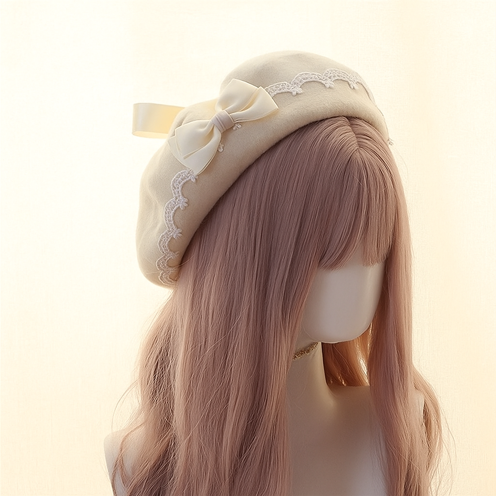 Sweet Bow Lace Beret