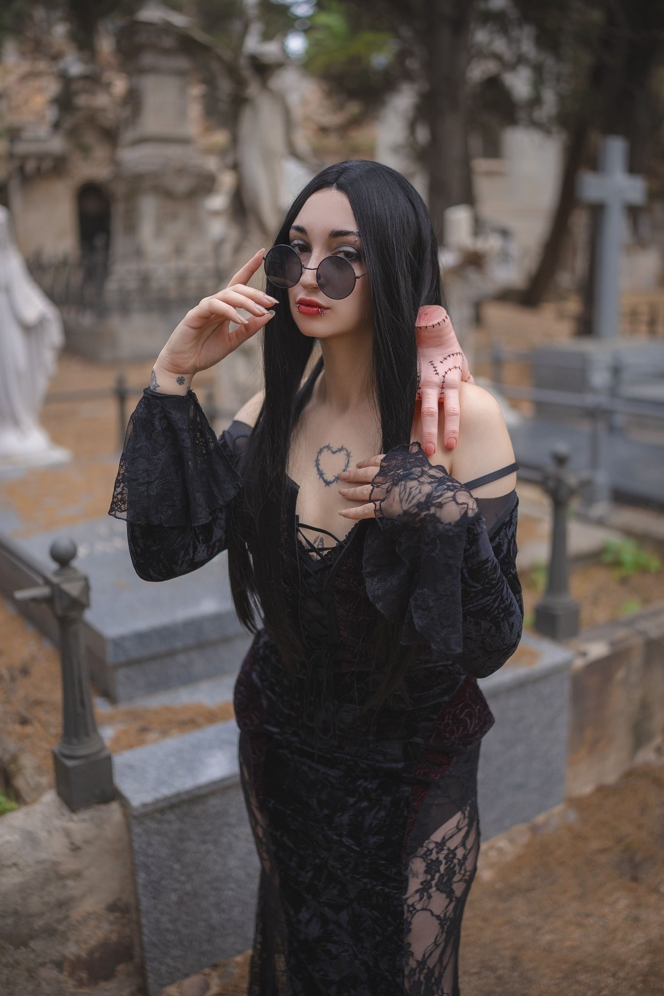 Crimson Veil Gothic Velvet Serpent-Slit Gown