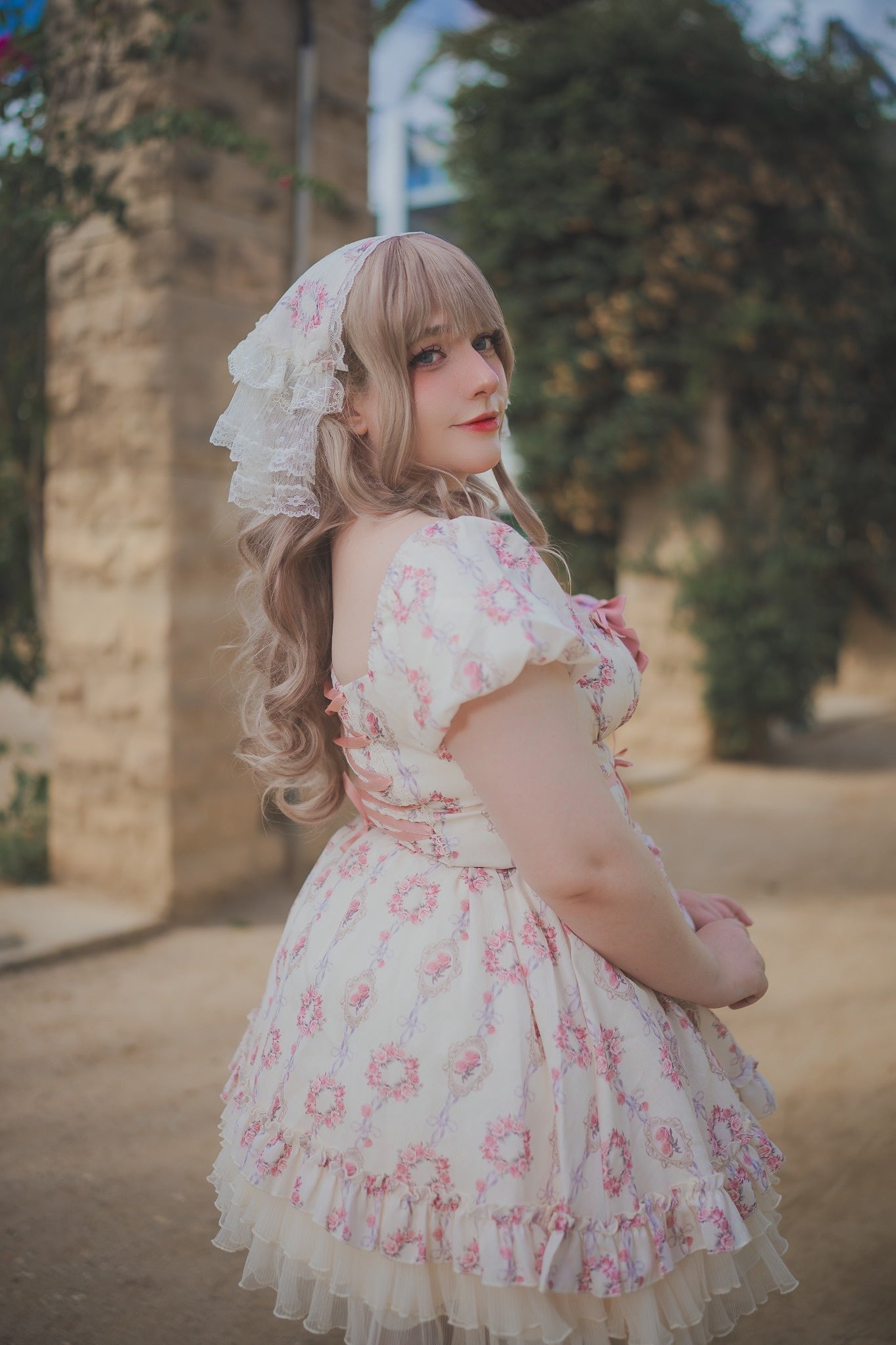 Rosy Garden Charm Short OP (Ivory Pink)