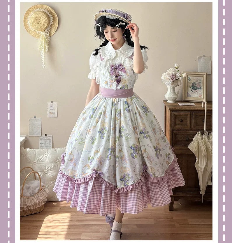 Blossom Tea Party Lolita Jumper Dress (Includes White Blouse)
