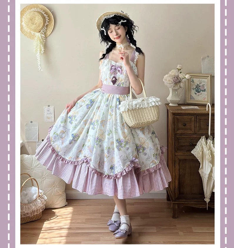 Blossom Tea Party Lolita Jumper Dress (Includes White Blouse)
