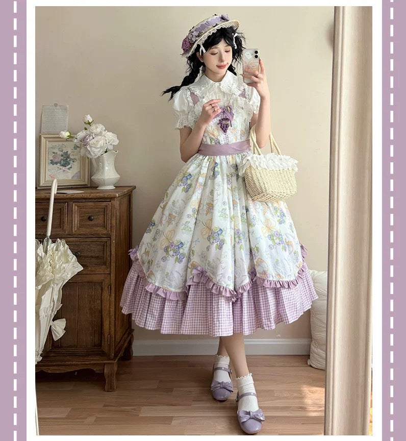 Blossom Tea Party Lolita Jumper Dress (Includes White Blouse)