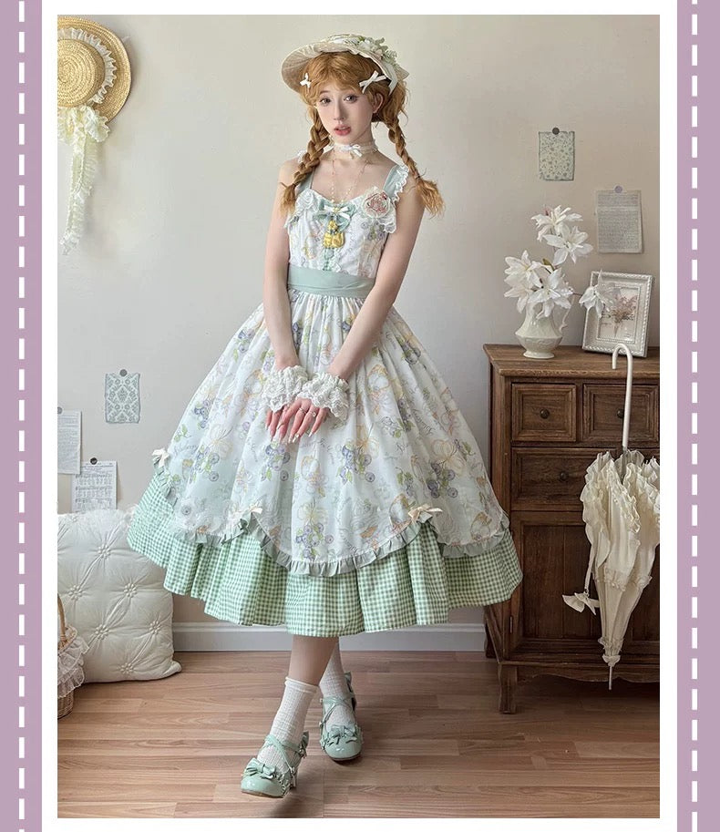 Blossom Tea Party Lolita Jumper Dress (Includes White Blouse)