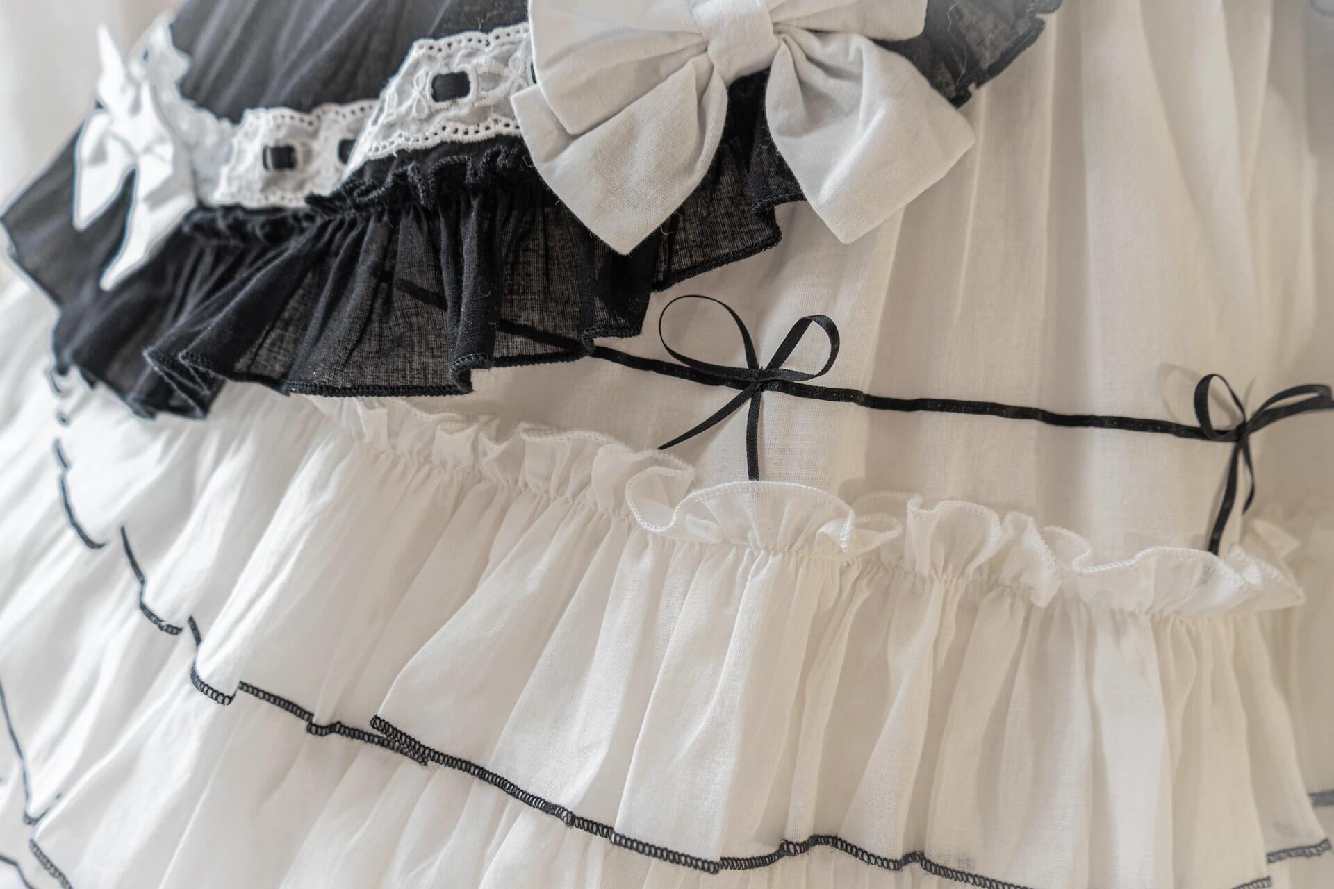 Plus Size White and Black Lolita Dress with Black Bolero