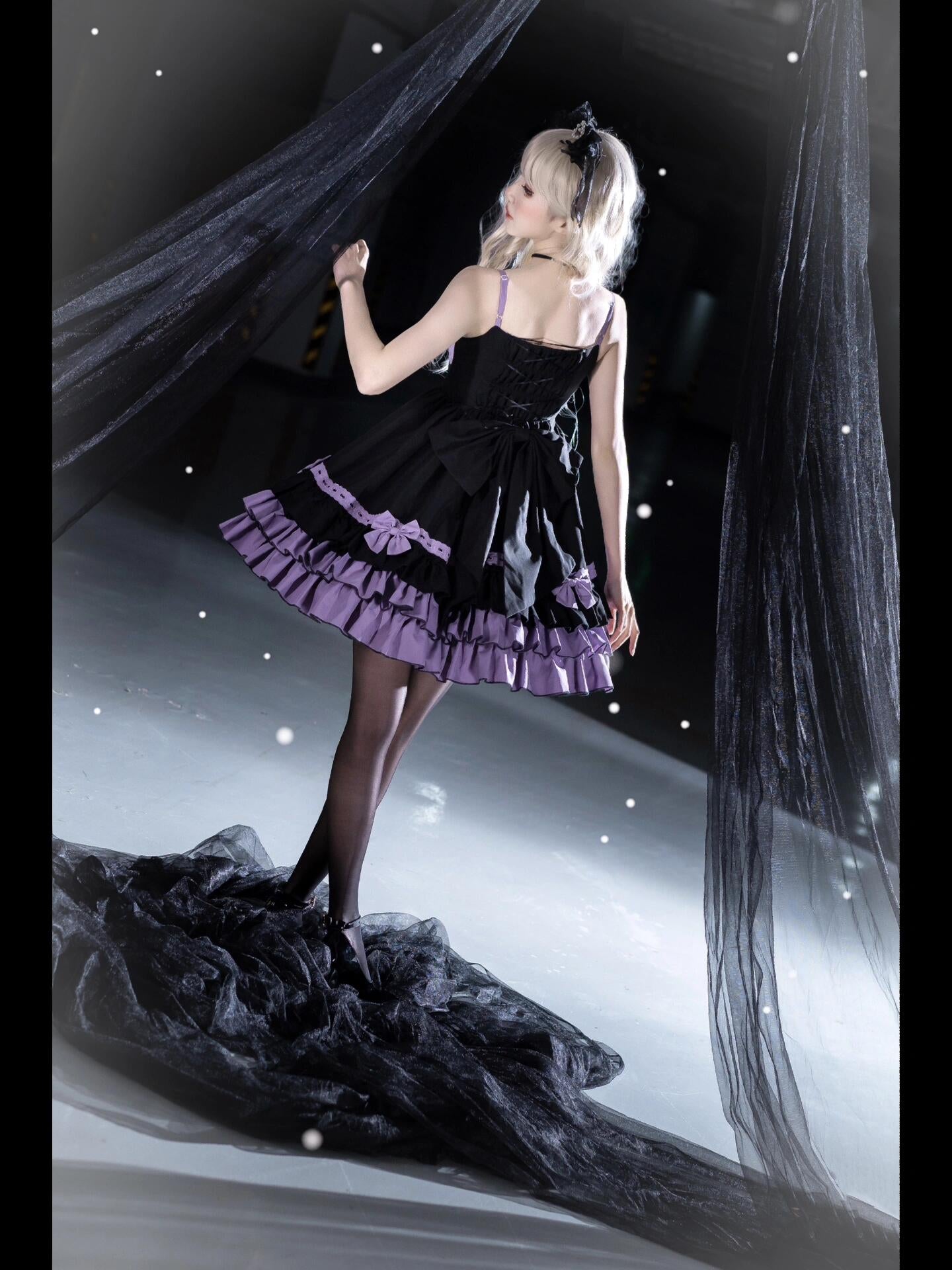 Plus Size Purple and Black Lolita Dress with Black Bolero