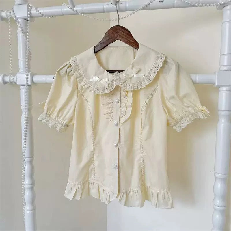 Bunny Tea Party Lolita Dress with Blouse (Cream & Butter Yellow)