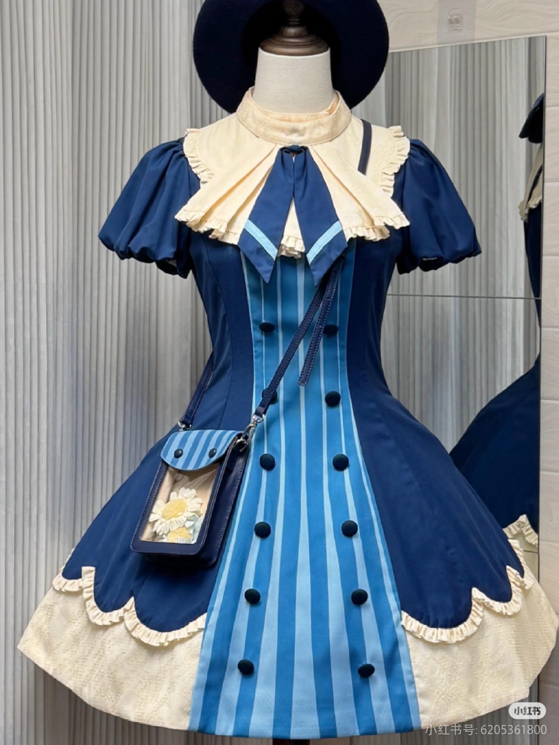 Royal Academy Doll Lolita Dress – Midnight Blue & Cream Colorway