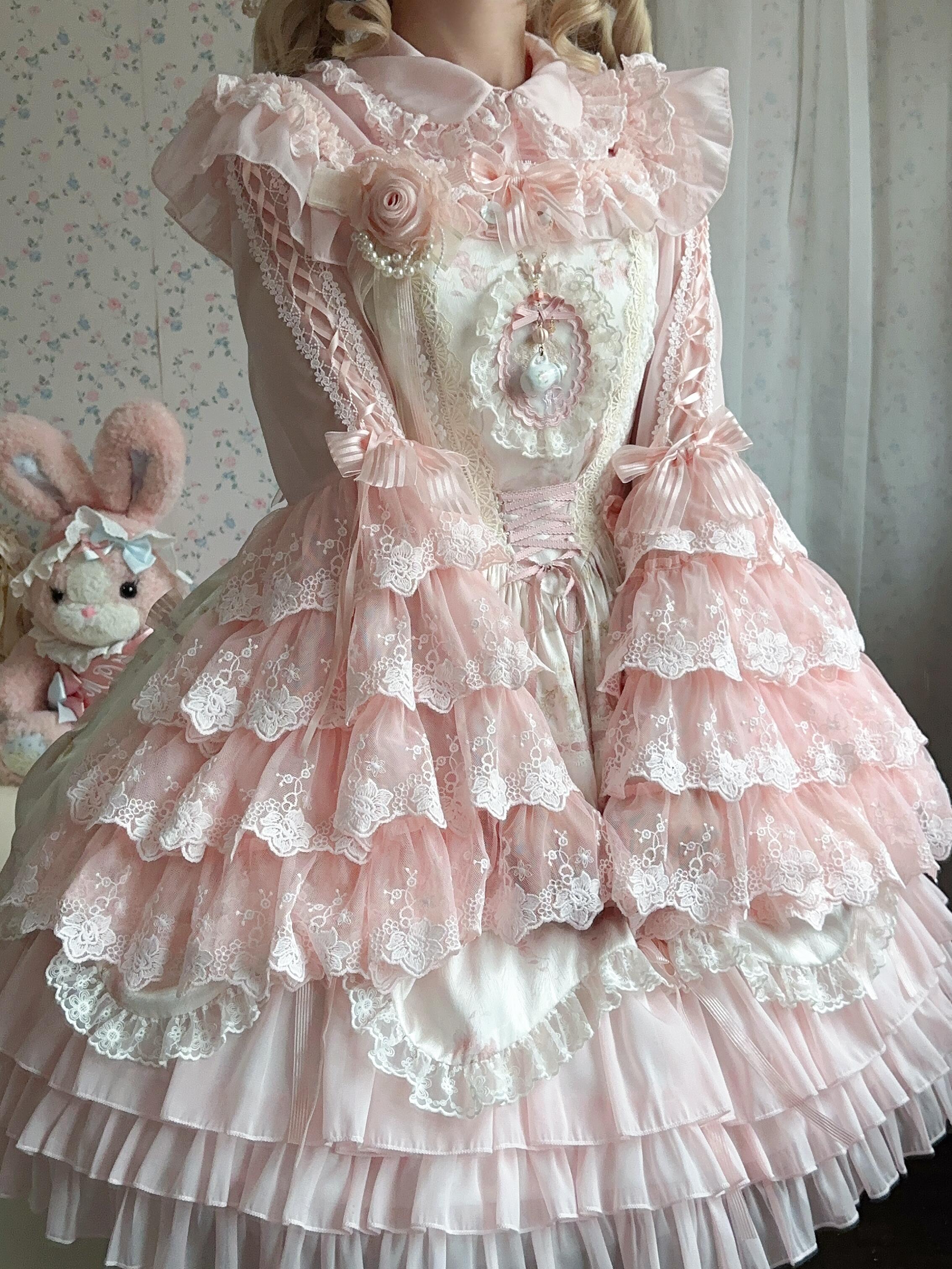 Victorian Rose Elegance JSK Set (Pink & Ivory)