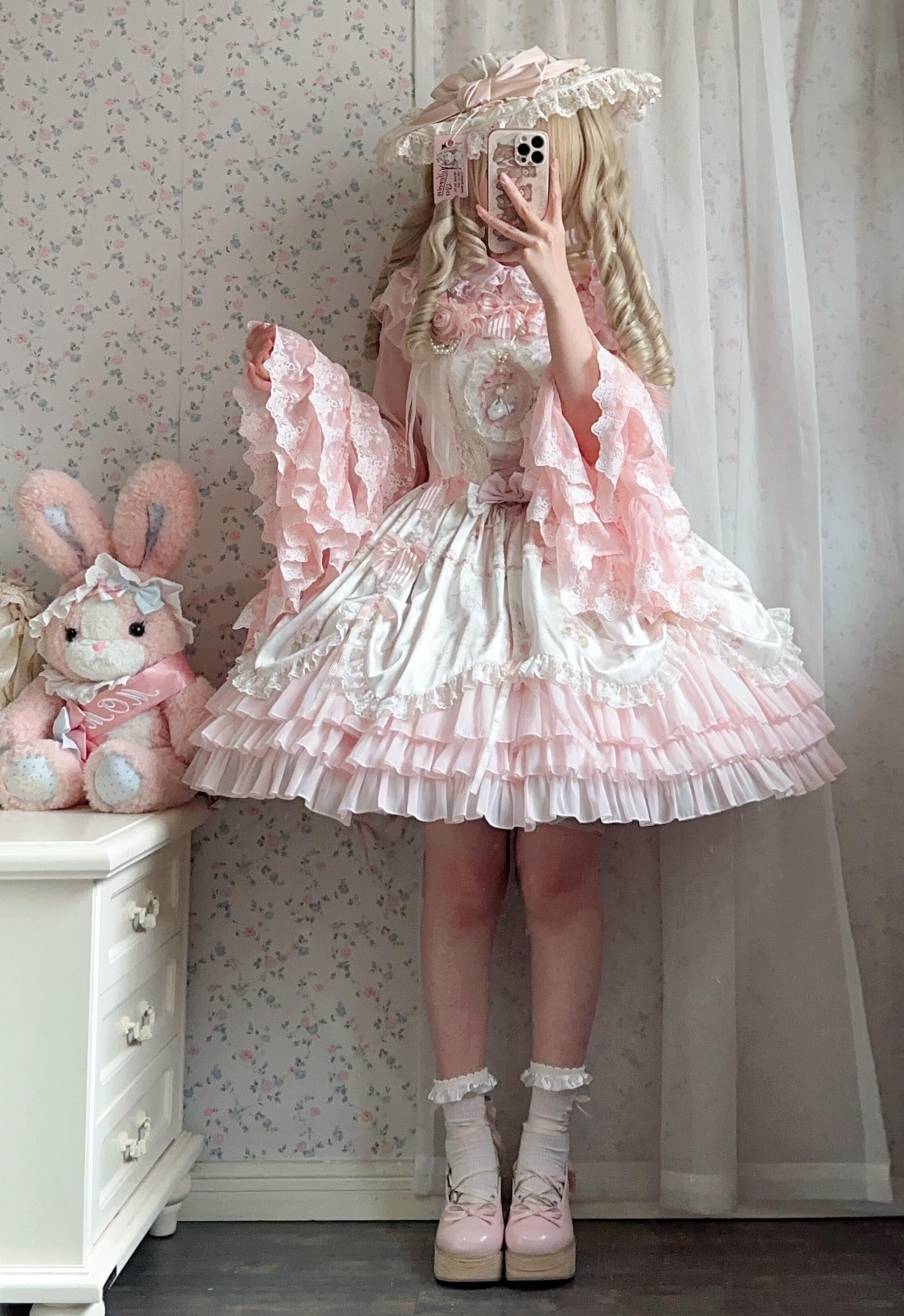 Victorian Rose Elegance JSK Set (Pink & Ivory)