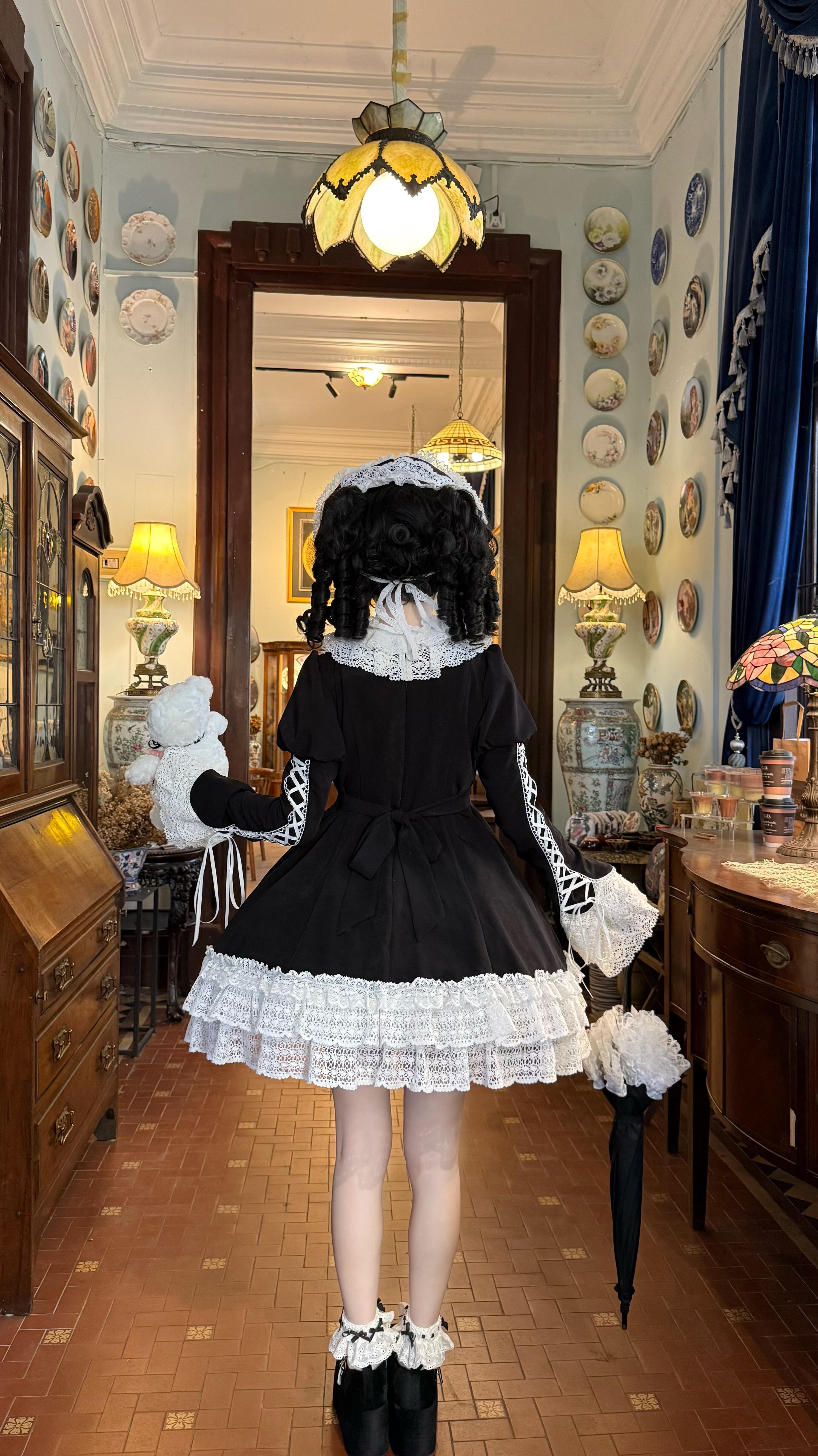 Victorian Lace Doll Ensemble (Black & Ivory)