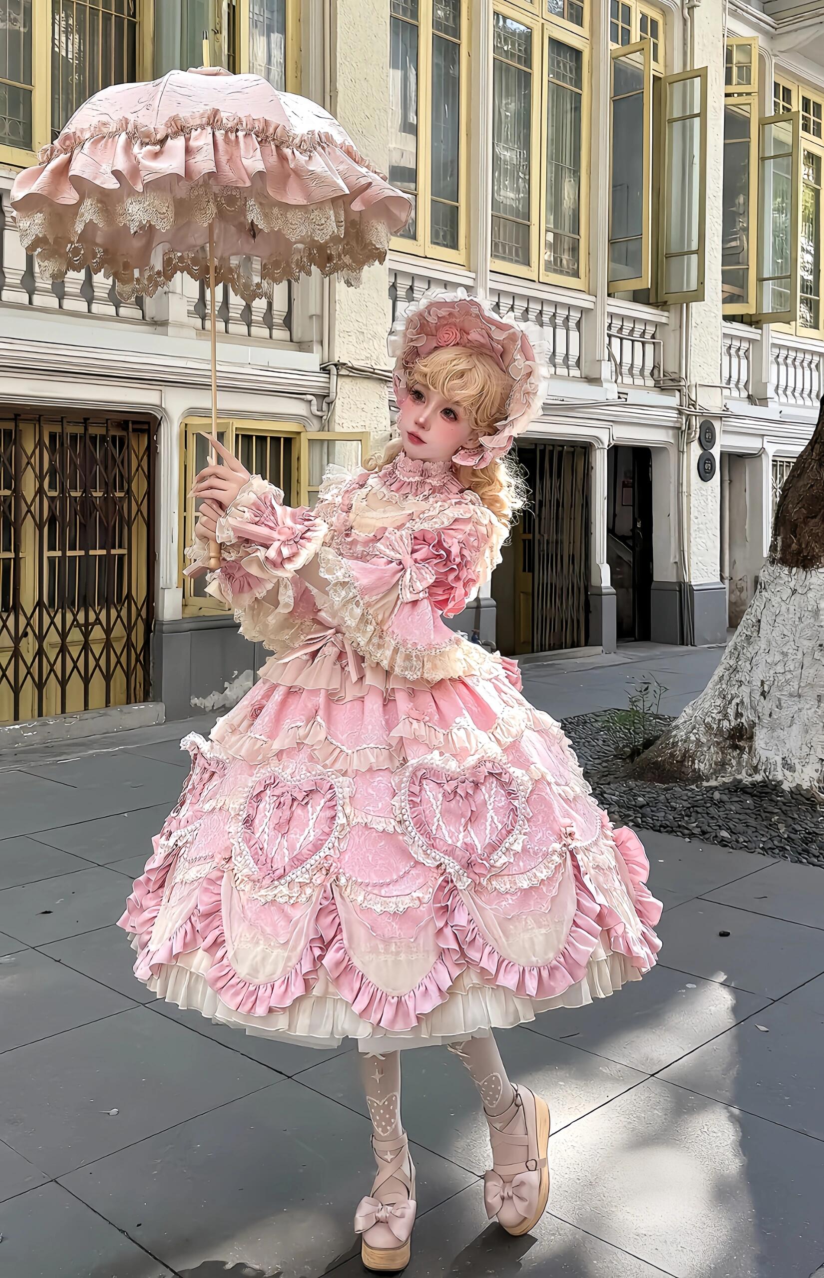 Rococo Valentine Symphony Lolita Dress (Pink OP)