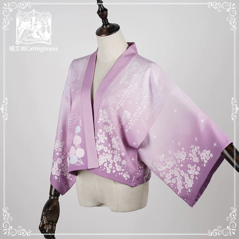 pink haori over dress
