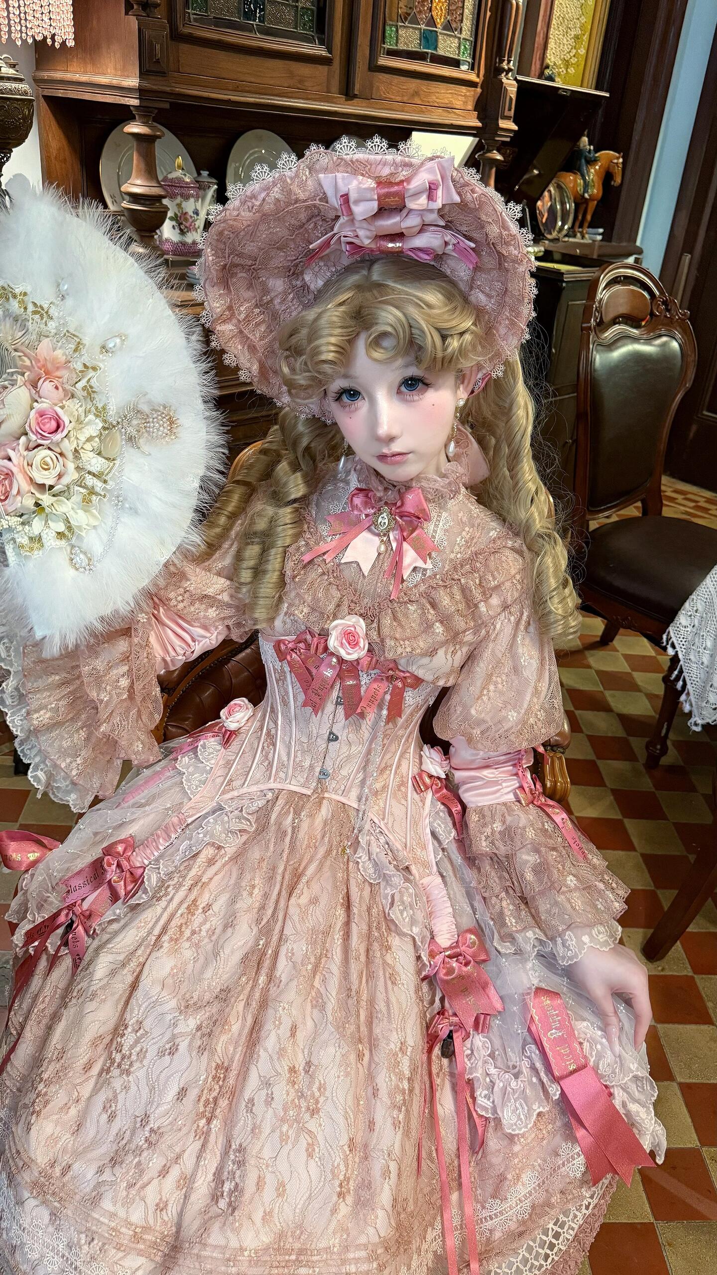 Rococo Blush Rose Court Gown (Vintage Pink)