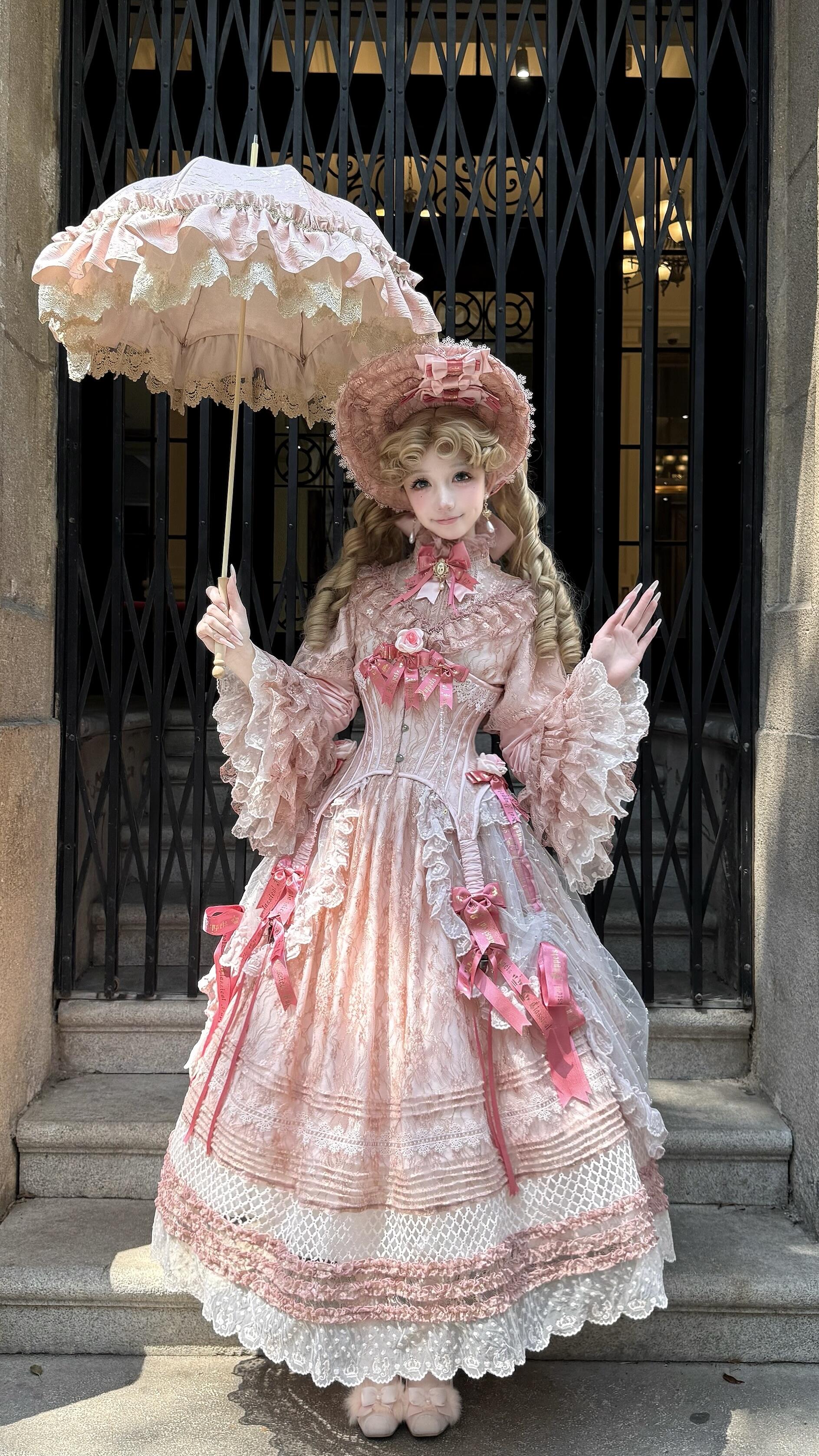 Rococo Blush Rose Court Gown (Vintage Pink)