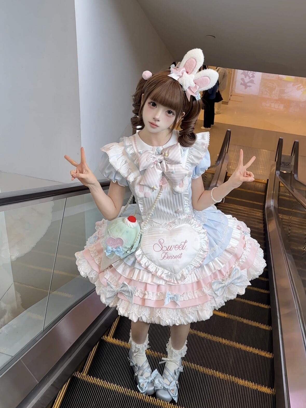 Sweet Dessert Lolita Dress Blue – Kawaii Bakery Outfit