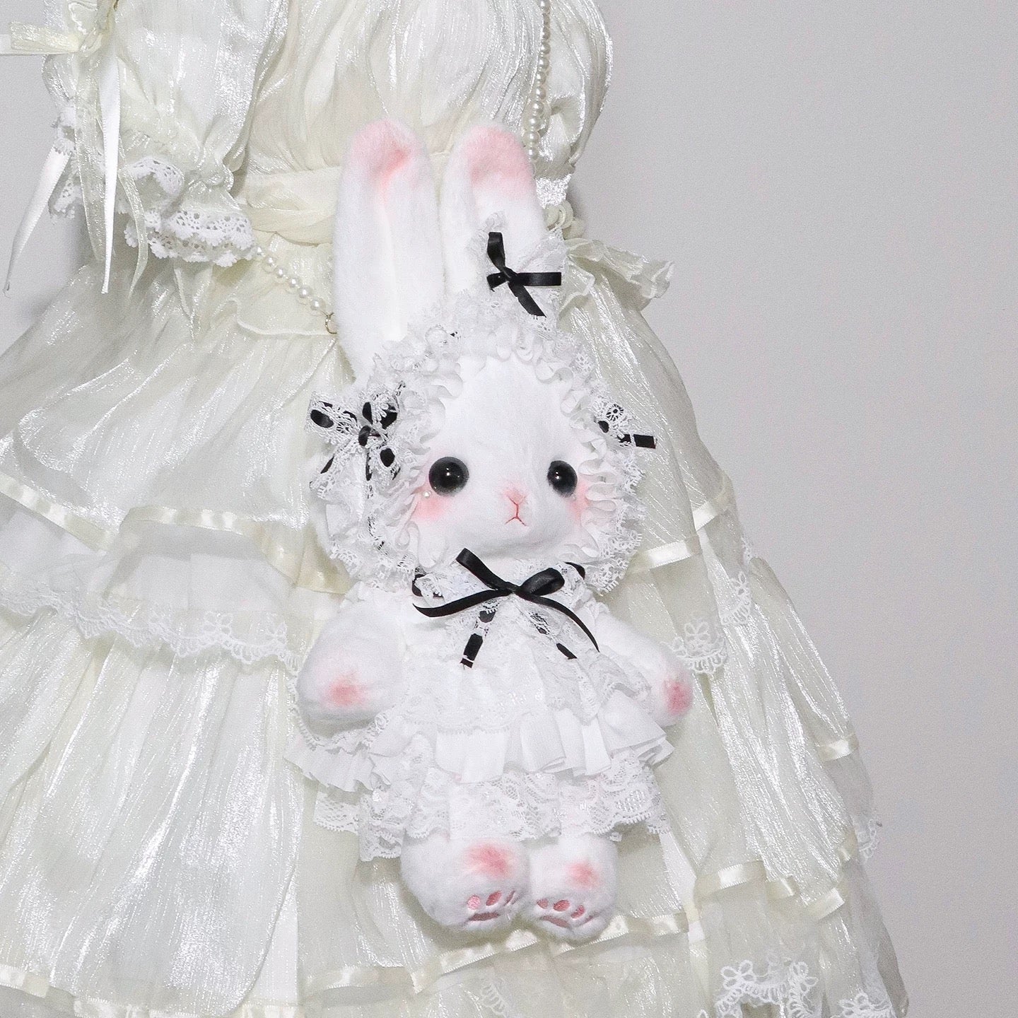 Stylish Plush Bunny Bag with Lace Detailing