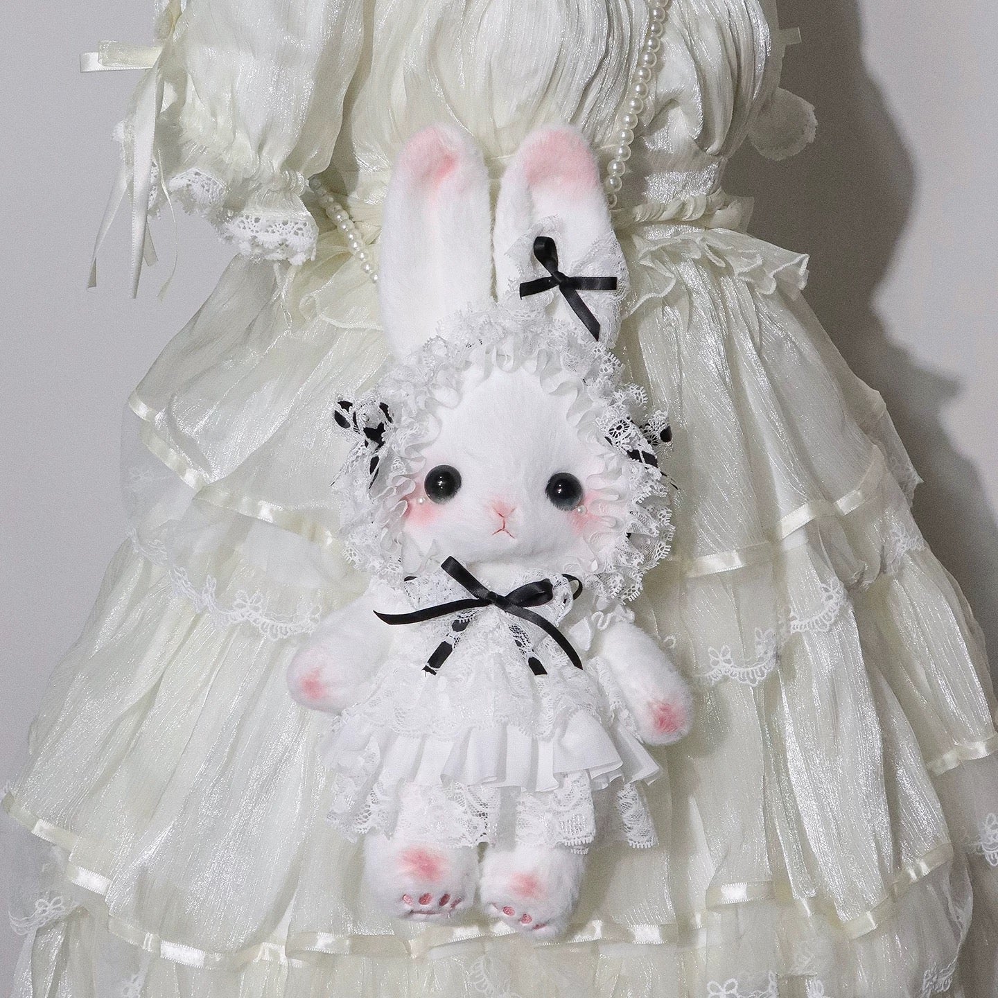Plush Bunny Bag showcasing soft plush and lace accents