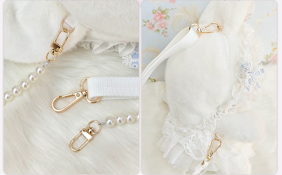 Close-up of the back view of the Plush Bunny Bag