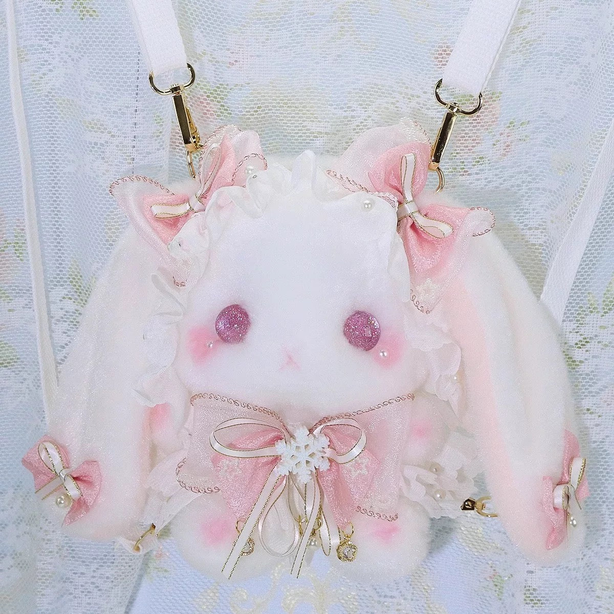 Lovely bunny Lolita bag with soft pink hues