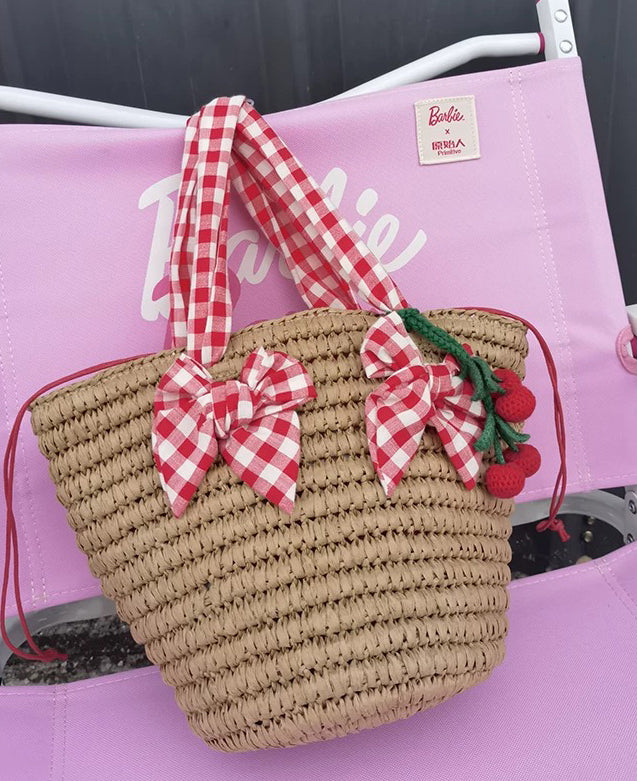 Cherry Picnic Straw Tote Bag