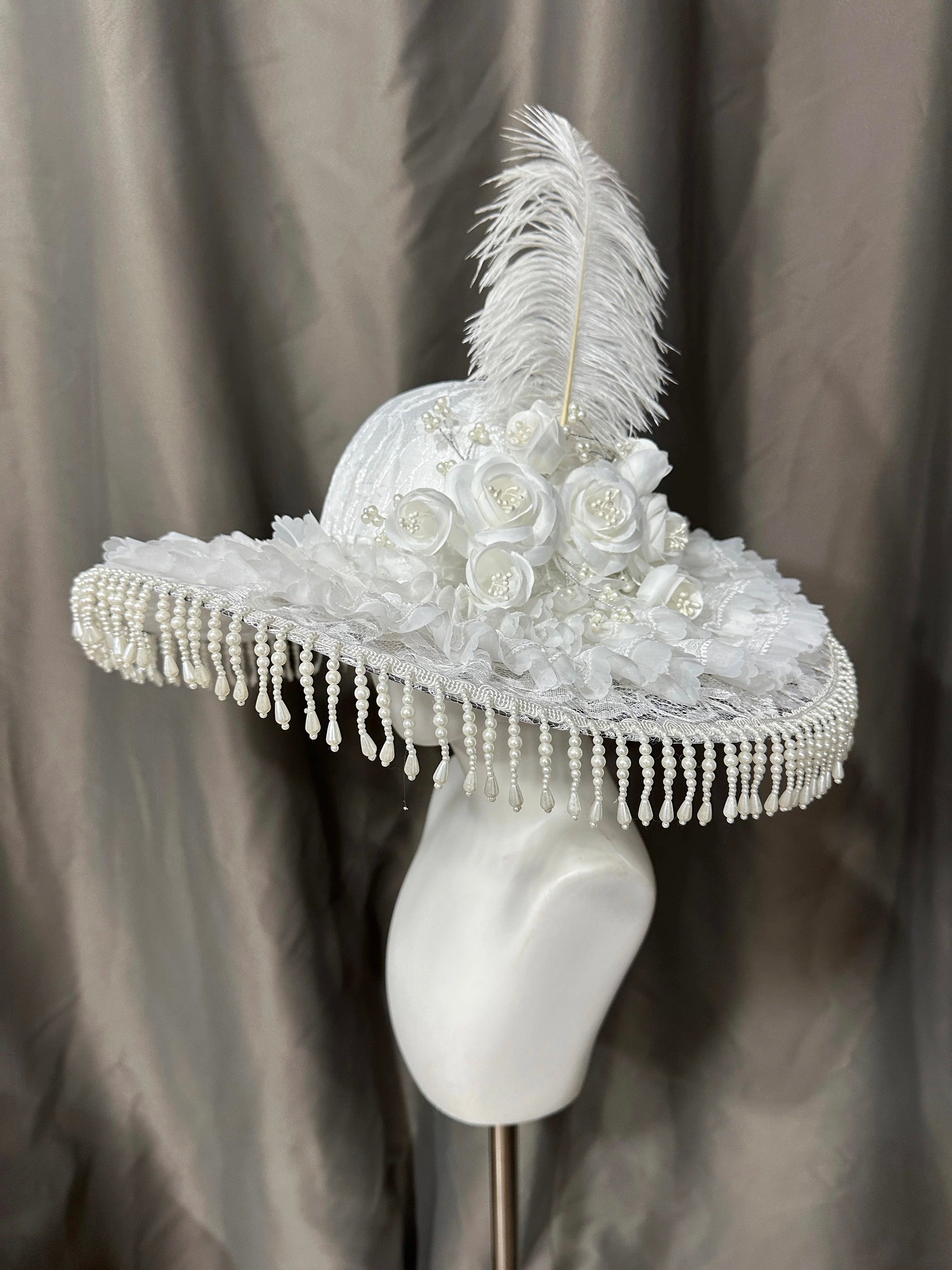 Victorian Elegance Beaded Rose Hat