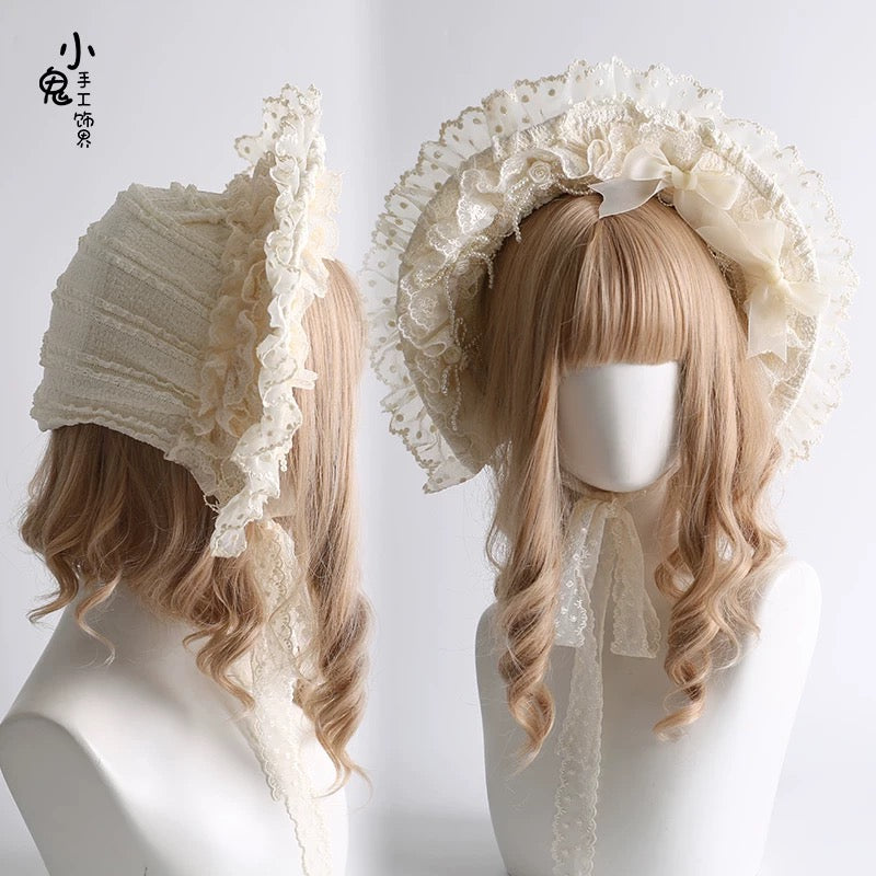 Vintage Cream Lace Bonnet