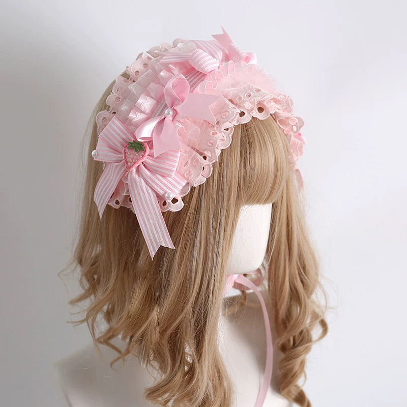 Strawberry Ribbon Lace Headband