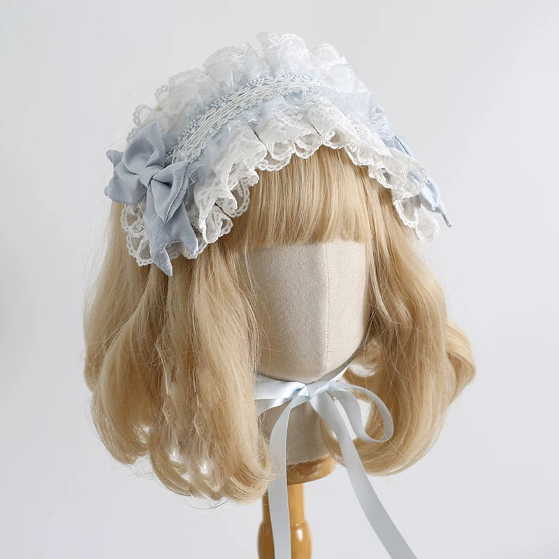 Powder Blue Lace Ribbon Bonnet