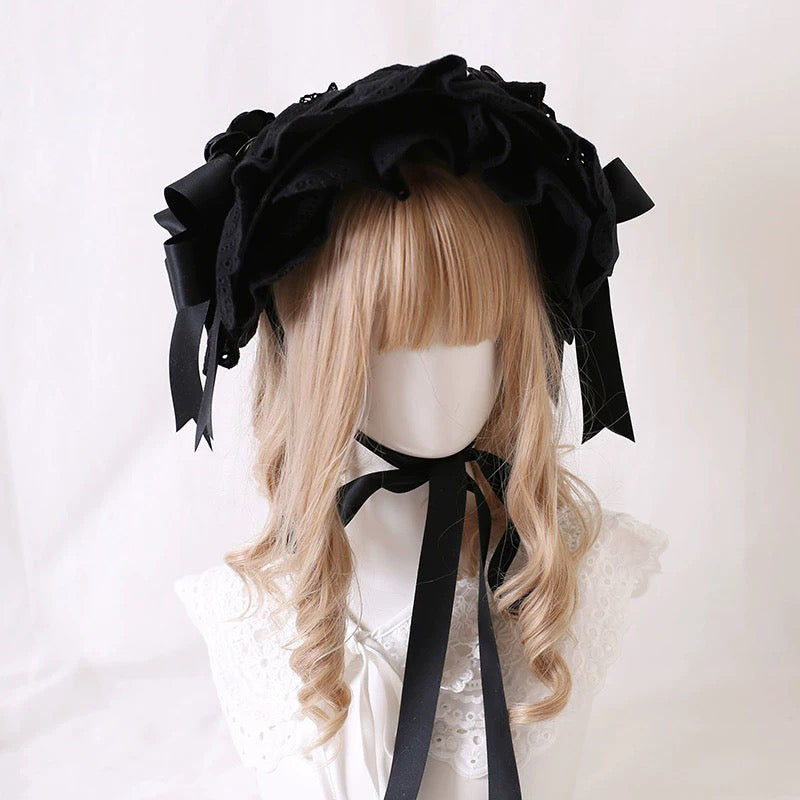 Romantic Lace Rose Bonnet