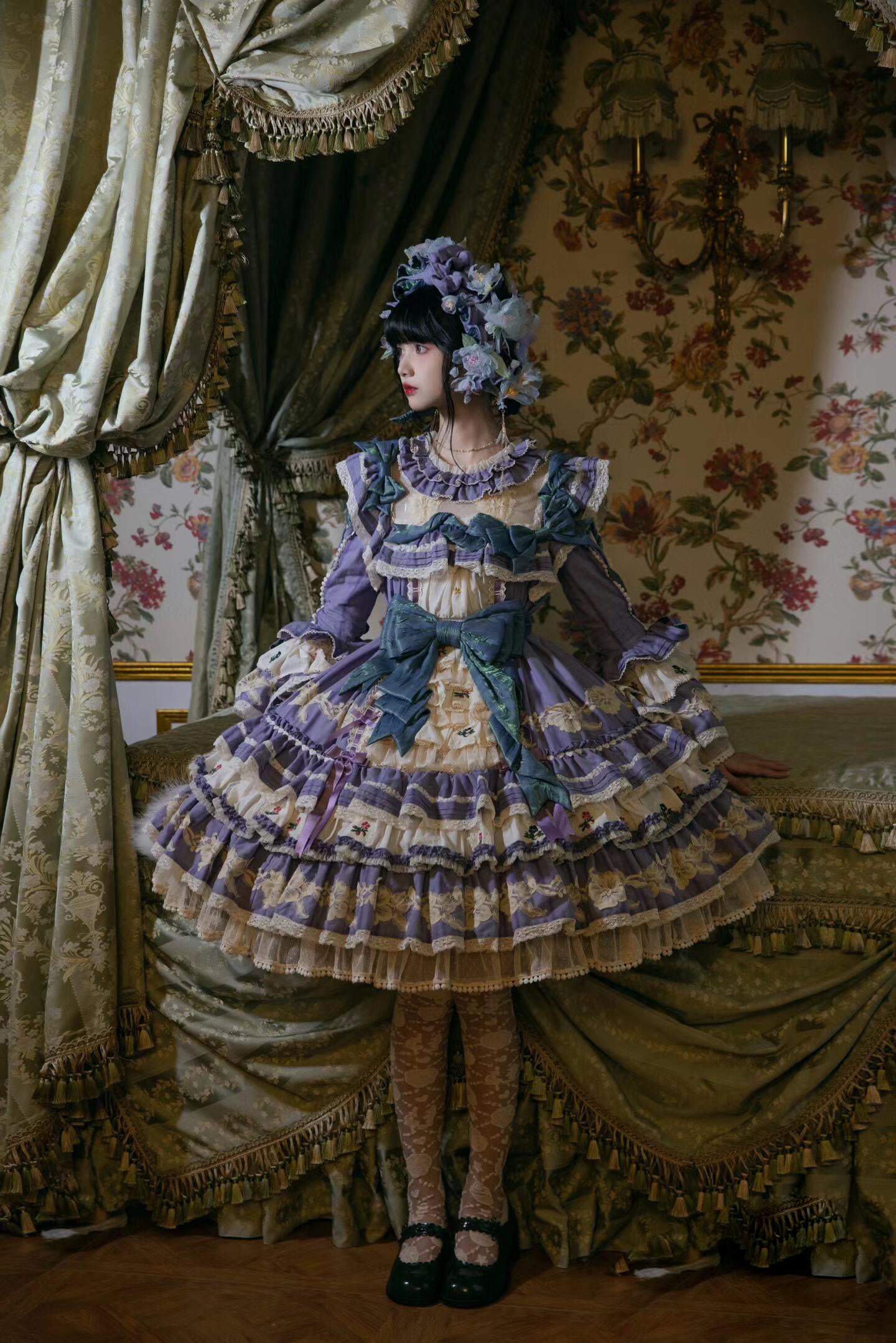 Sukuroi Exclusive - Striped Lace Manor OP Dress