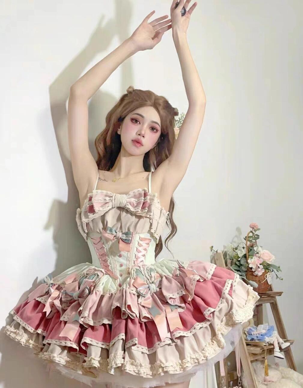 Bustier Lolita Dress, Short Ballerina Skirt and Statement Bow