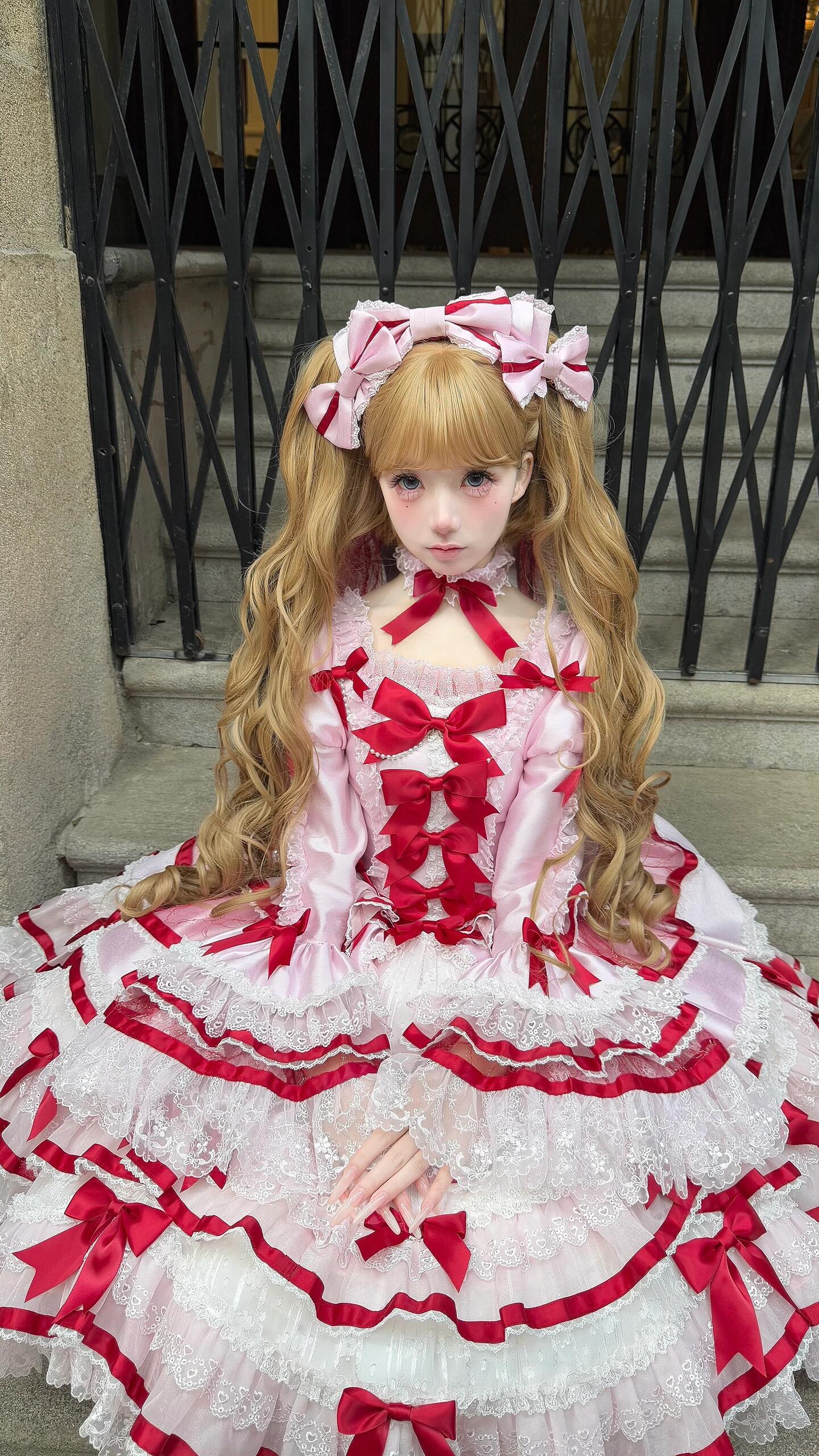 Heavenly Angel Cake Rococo Lolita Dress Red and Pink