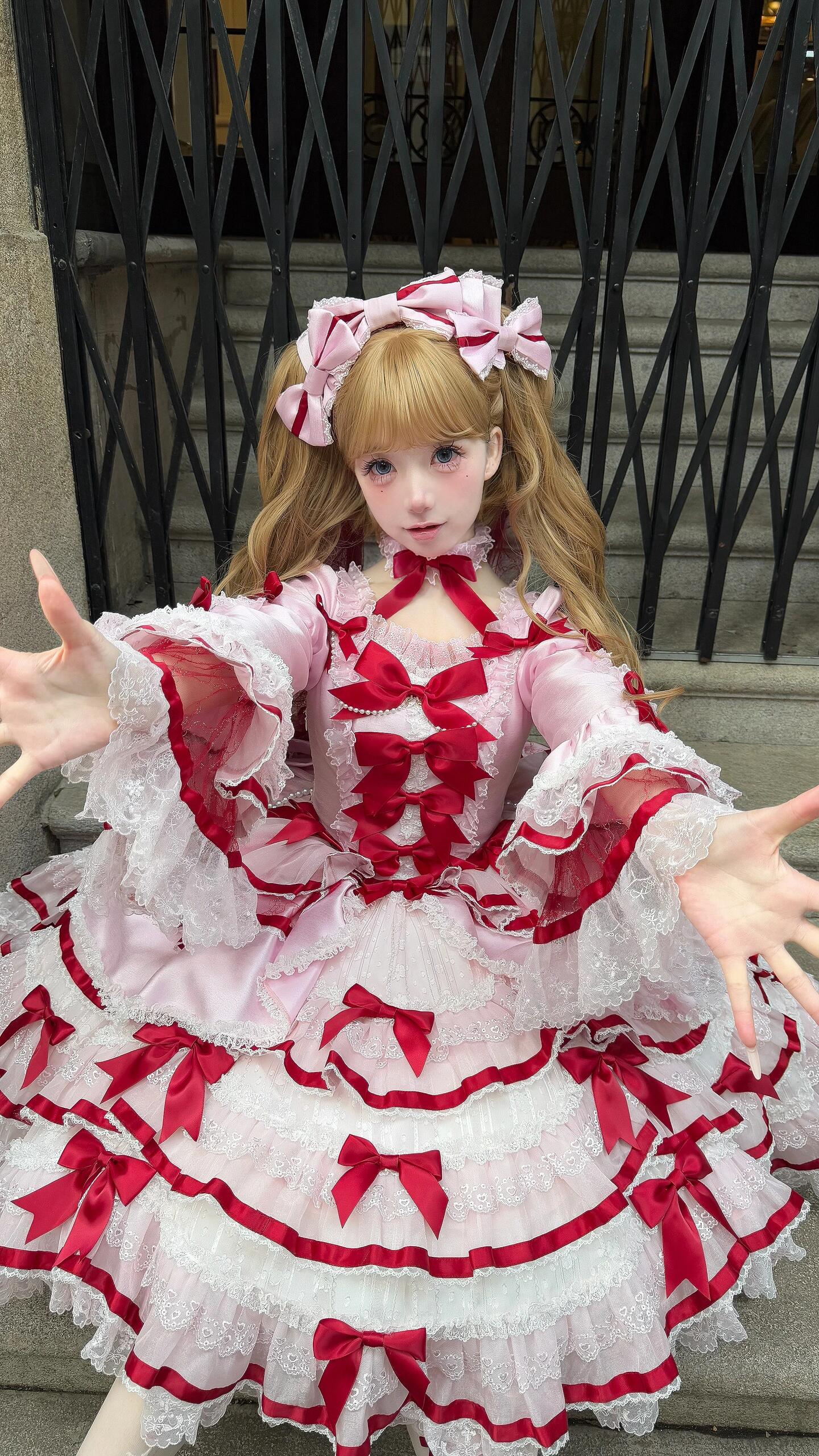 Heavenly Angel Cake Rococo Lolita Dress Red and Pink