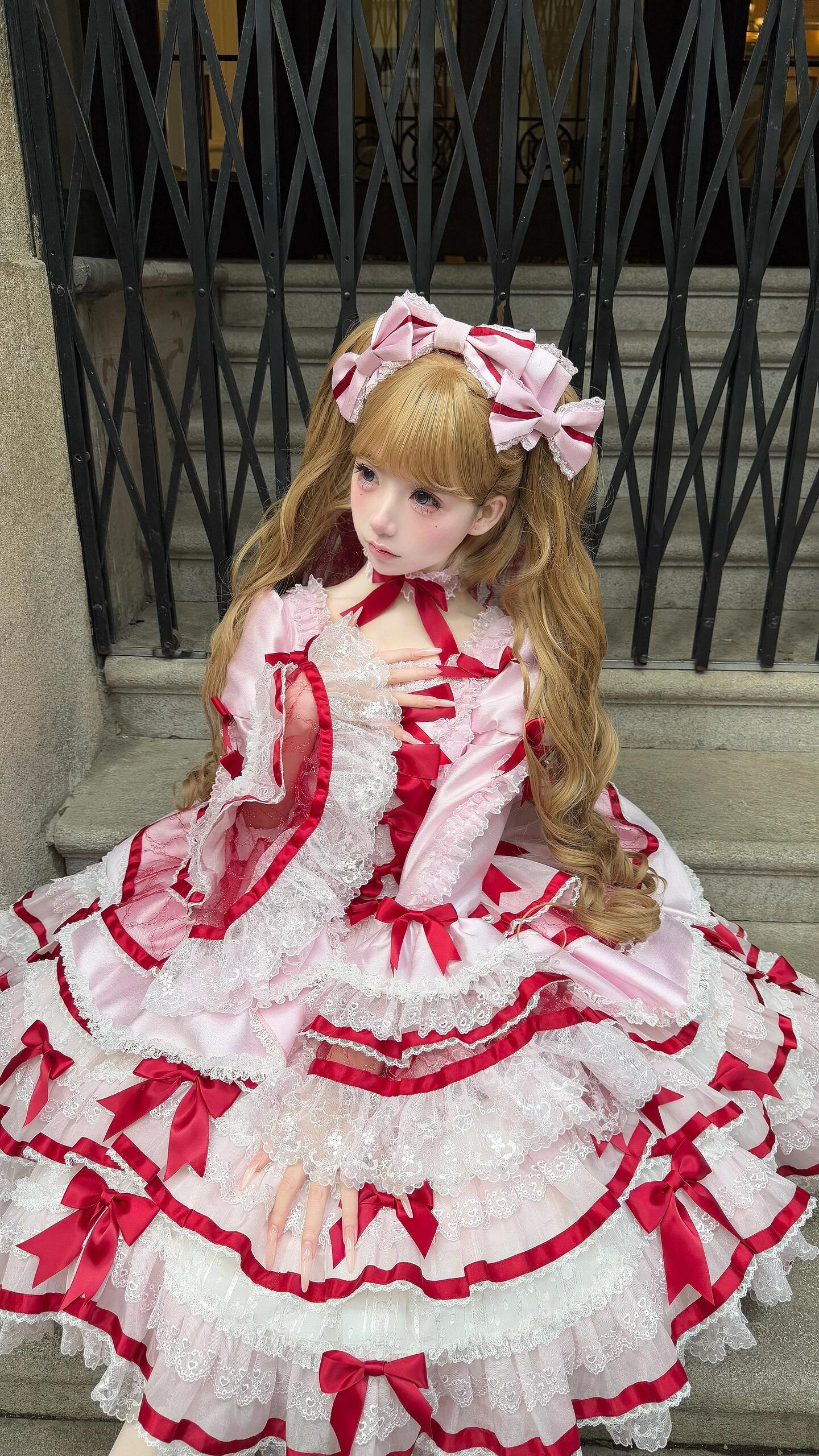 Heavenly Angel Cake Rococo Lolita Dress Red and Pink