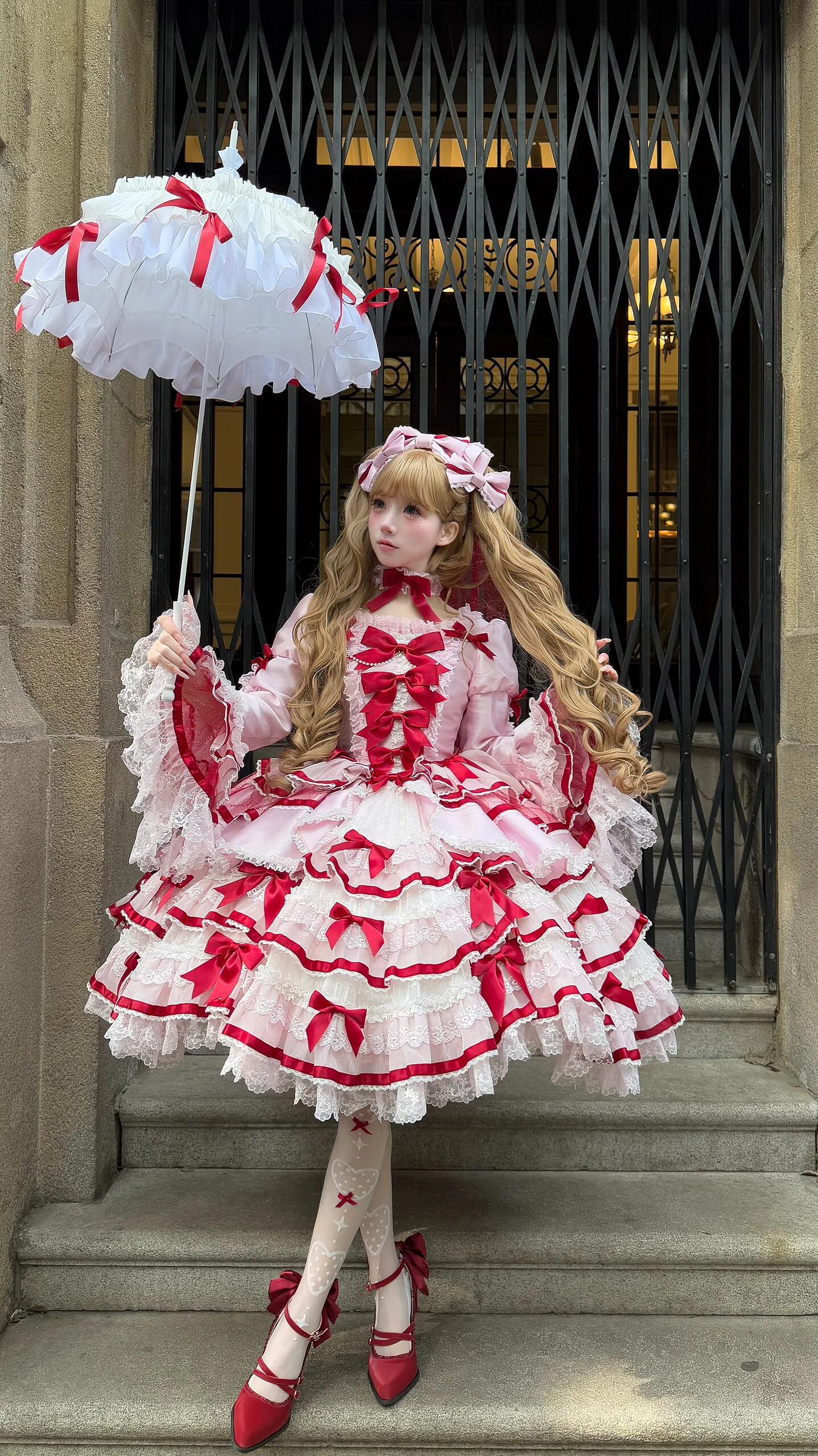 Heavenly Angel Cake Rococo Lolita Dress Red and Pink
