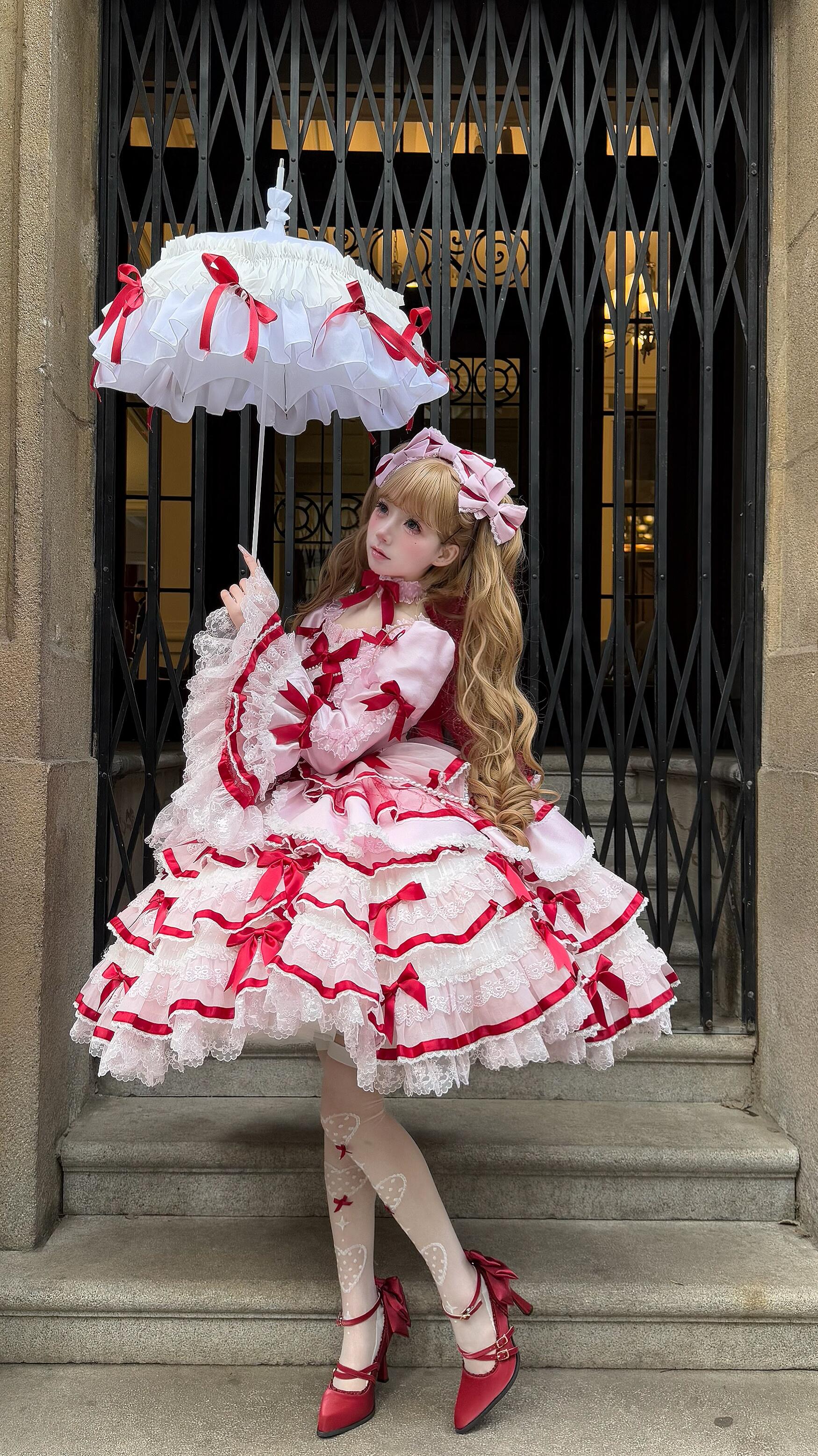 Heavenly Angel Cake Rococo Lolita Dress Red and Pink