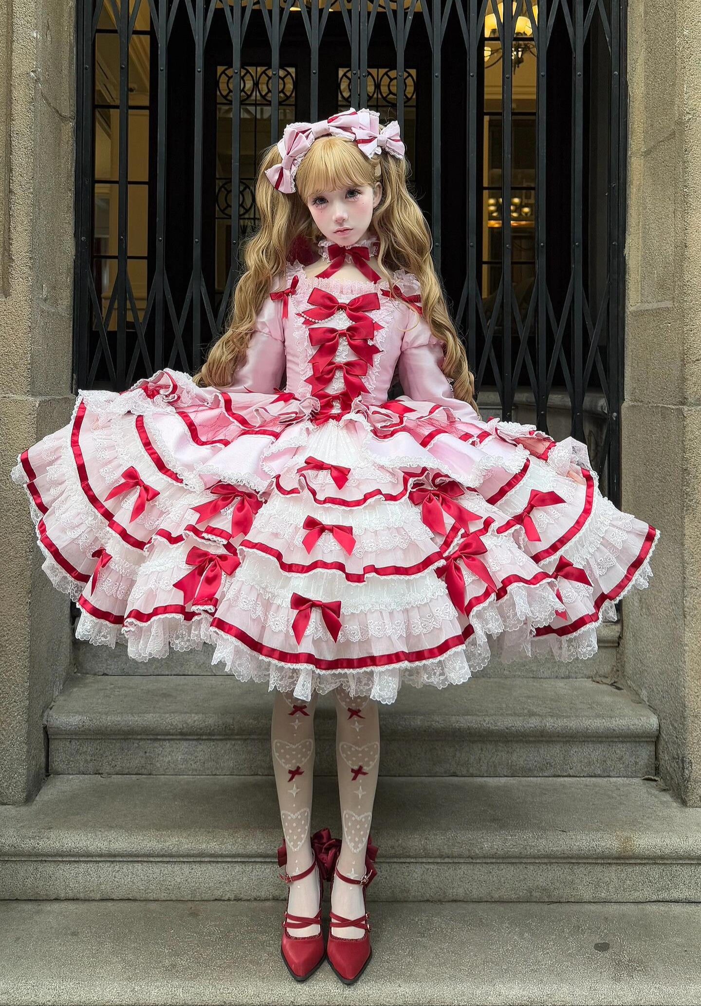 Heavenly Angel Cake Rococo Lolita Dress Red and Pink