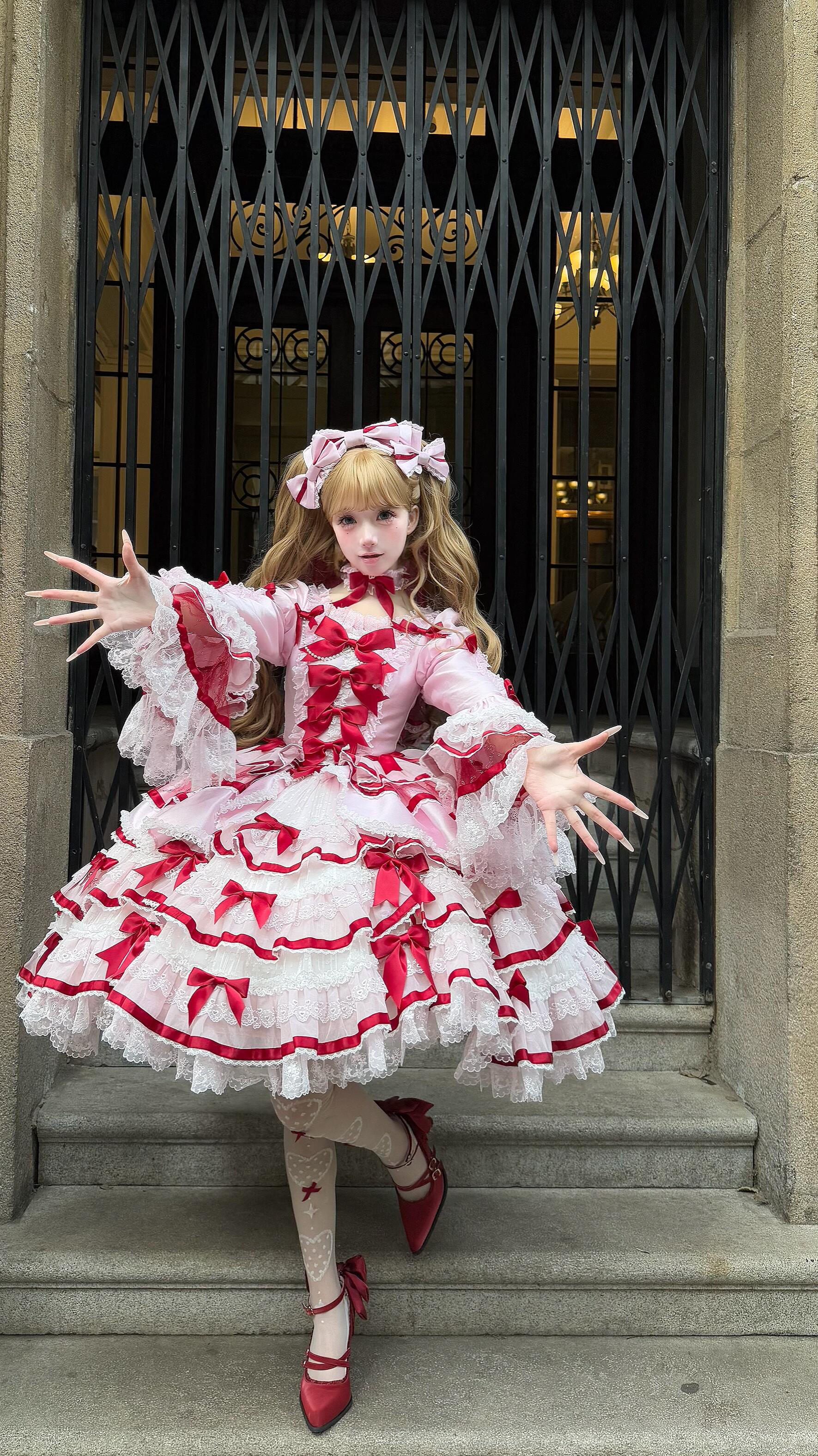 Heavenly Angel Cake Rococo Lolita Dress Red and Pink
