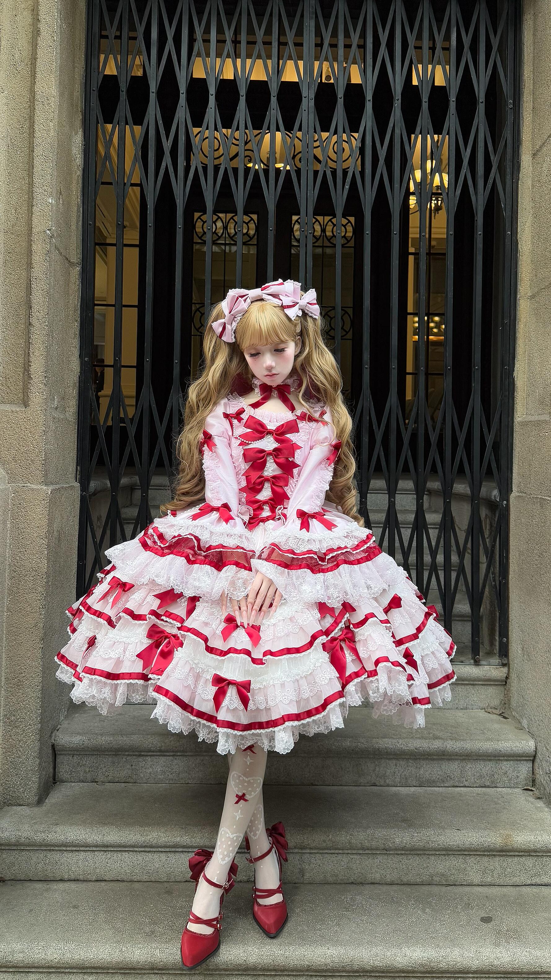 Heavenly Angel Cake Rococo Lolita Dress Red and Pink