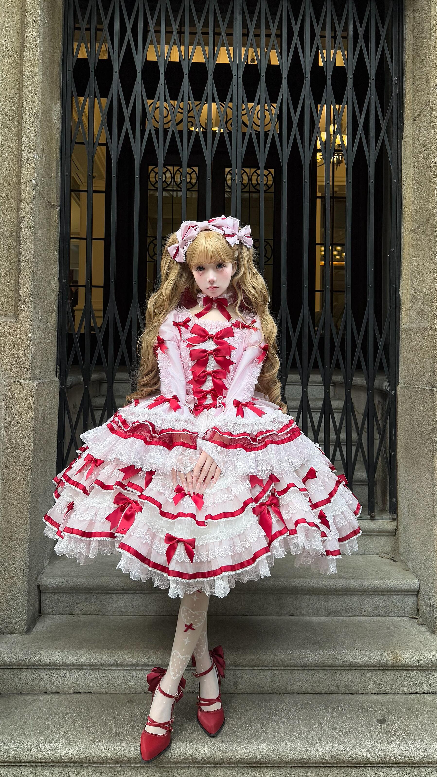 Heavenly Angel Cake Rococo Lolita Dress Red and Pink