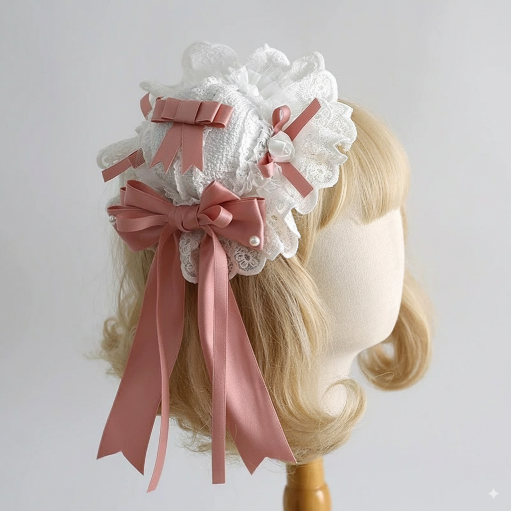 Blush Bow Lace Mini Hat
