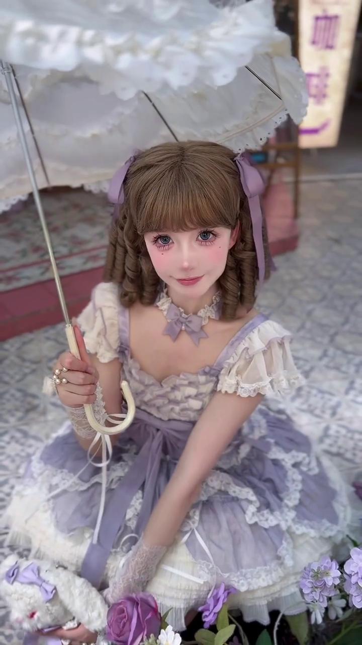 Moonlit Garden Lace Lolita Dress (Lavender & Ivory)